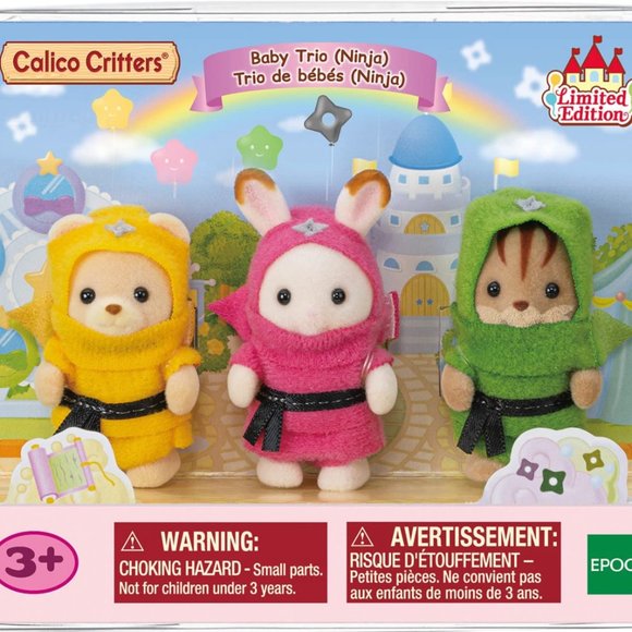 Calico Critters Baby NINJA Limited Edition 35th Anniversary Sylvania Set of 3 - Picture 5 of 8
